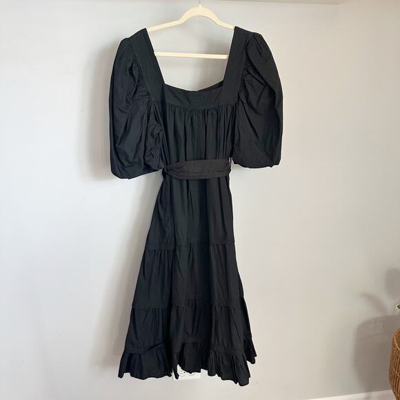 Anthropologie Puff-Sleeved Midi Dress Large Black NWT - Picture 3 of 8